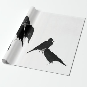 BLACK BIRDS JAPANESE INK WASH WRAPPING PAPER