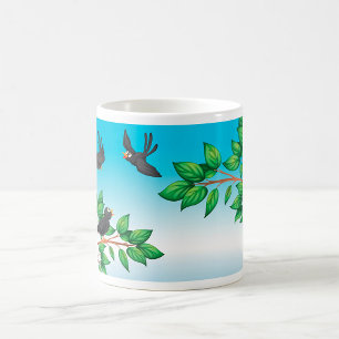 Black Birds on Tree Branches Coffee Mug