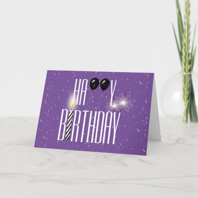 Black Birthday Balloons with Sparklers  Card (Front)