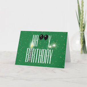 Black Birthday Balloons with Sparklers Card