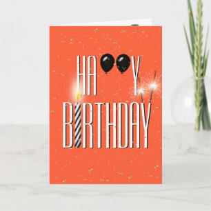 Black Birthday Balloons with Sparklers  Card