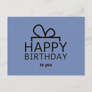 Black Birthday Design On Blue Postcard