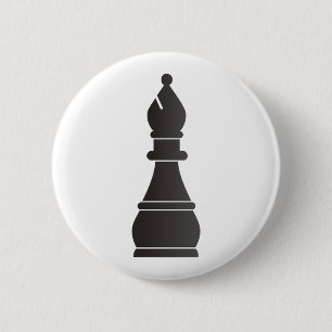 Black bishop chess piece 2 inch round button