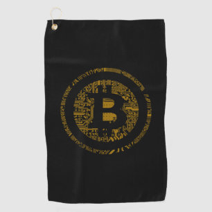 Black Bitcoin Circuitry Golf Towel