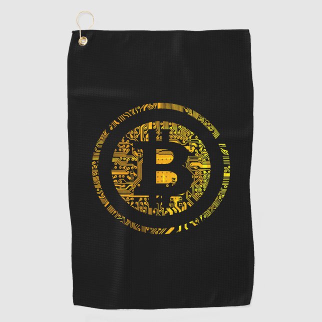 Black Bitcoin Circuitry Vendredi Golf Towel (Front)