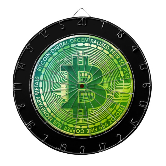 Black Bitcoin Coin Greenleaf Dartboard (Front)