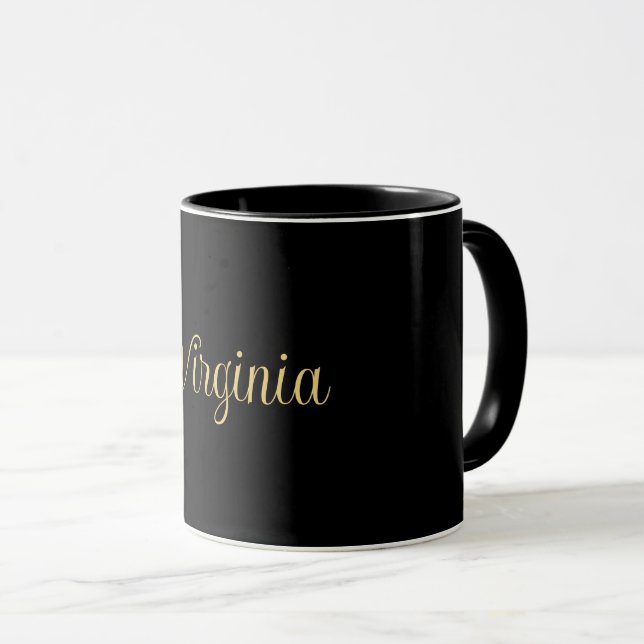 Black-black, simply elegant, gold template mug (Front Right)