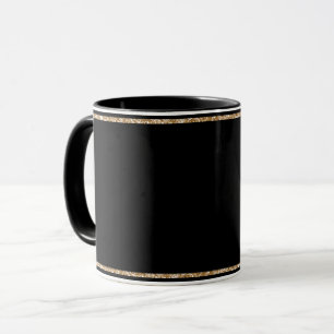 Black-black, simply elegant, gold trim, mug