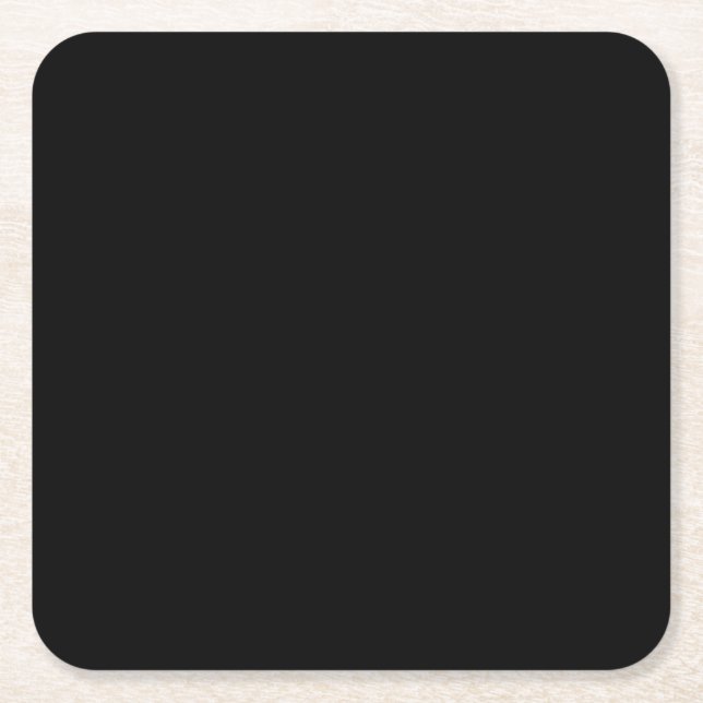 Black-black, simply elegant square paper coaster (Front)