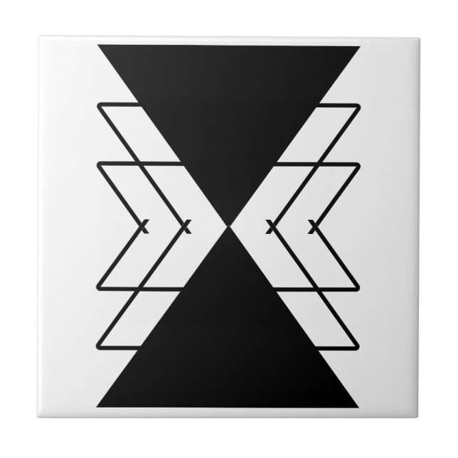 Black black triangles geometric shapes  tile (Front)