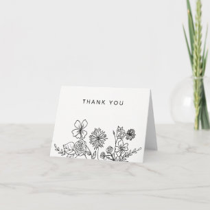 Black Blanc Floral Simple Générique Merci