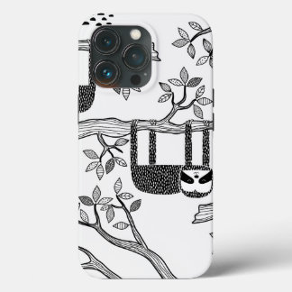 BLack blanc moderne tendance Sloth Coque robuste