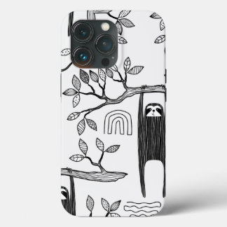 BLack blanc moderne tendance Sloth Coque robuste