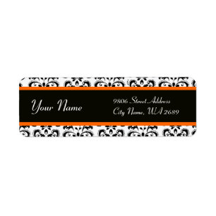 BLACK BLANC ORANGE JAUNE DAMASK