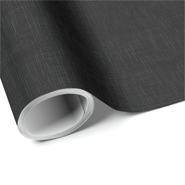 Black Blank Beige Linen Clean Fabric Texture Wrapping Paper (Roll Corner)