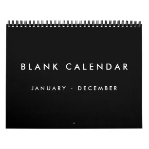 Black Blank Calendar With Holidays 12 Months