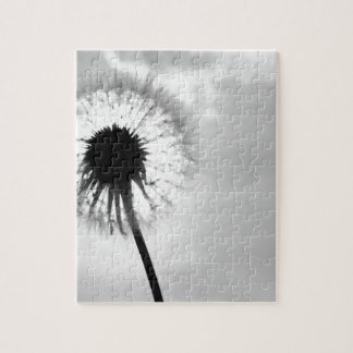 Black blank dandelion Black and White Dandelion Jigsaw Puzzle