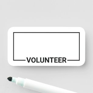 Black Blank Volunteer Name Tag