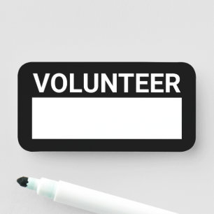 Black Blank Volunteer Name Tag