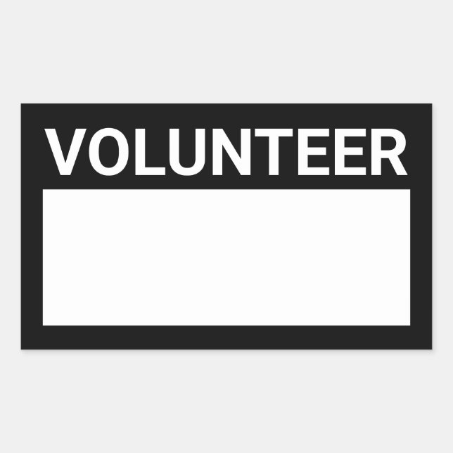 Black Blank Volunteer Rectangular Sticker (Front)