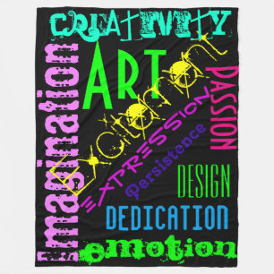 Black Blanket Colourful Bright Art Names or Words