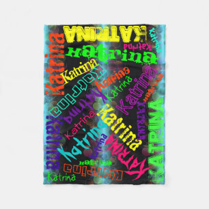 Black Blanket Colourful Bright Neon Name Collage