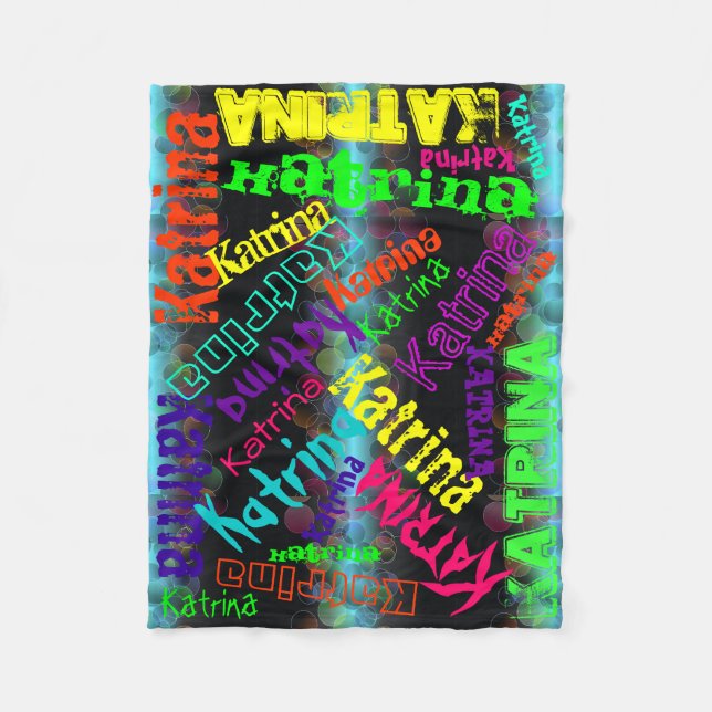 Black Blanket Colourful Bright Neon Name Collage (Front)