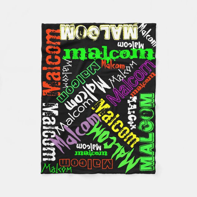 Black Blanket Colourful Bright Neon Name Collage (Front)