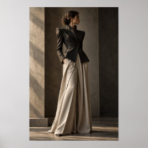Black Blazer and Ivory Trousers Editorial Fashion Poster