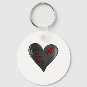 Black Bleeding Cut Open Broken Healing Heart Goth Keychain