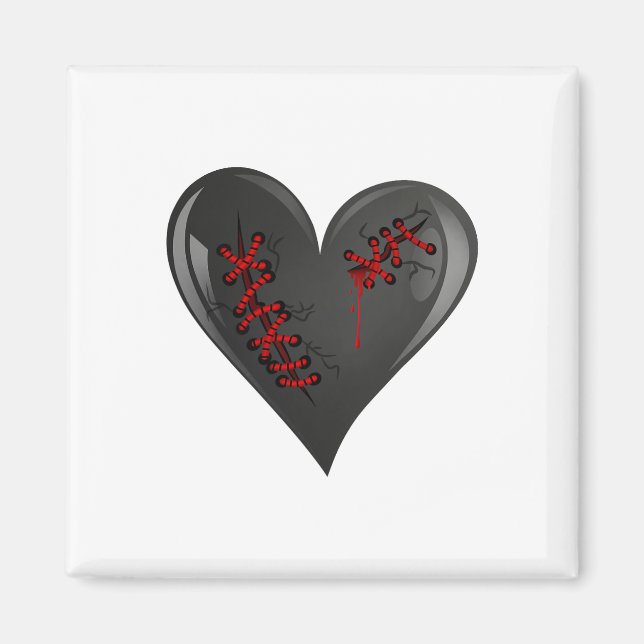 Black Bleeding Cut Open Broken Healing Heart Goth  Magnet (Front)