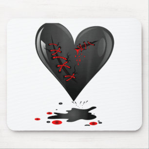 Black Bleeding Cut Open Broken Heart Goth Valentin Mouse Pad