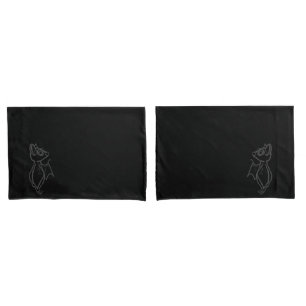Black Blinky Bat outlined Pillow case set