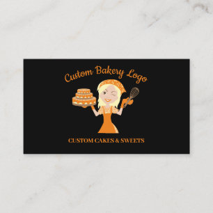 Black Blonde Lady Boss Cake Decorator Bakery Business Card
