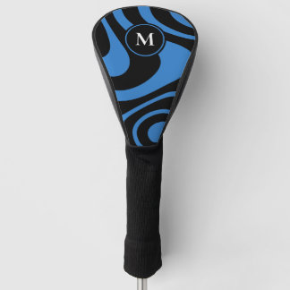 Black Blue Abstract Design Custom Initial Driver Golf Head Cover