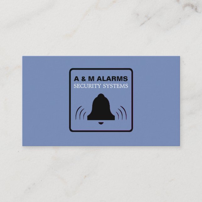 Black & Blue Alarm Logo, Security Alarm Service Business Card (Front)