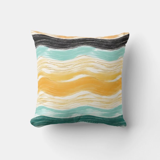 Black,Blue and orange line pillow (Front)