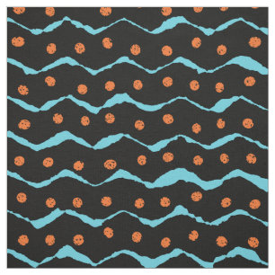 Black, Blue and Orange Pattern Fabric