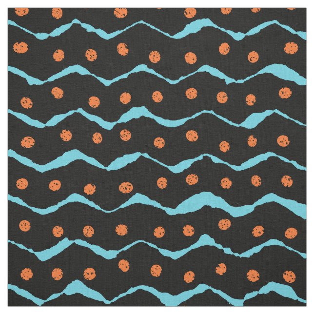 Black, Blue and Orange Pattern Fabric (Swatch)