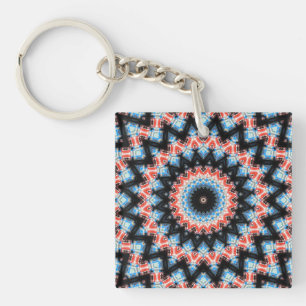 Black, blue and red Mandala Star Keychain