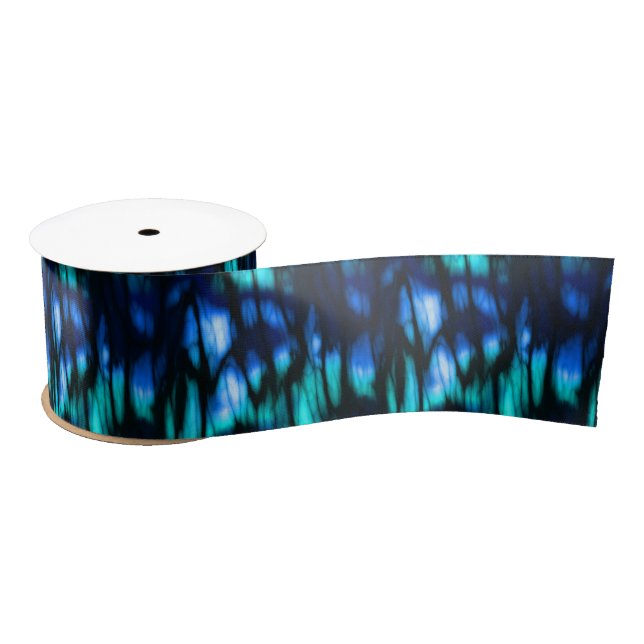 Black Blue and Turquoise abstract  Satin Ribbon (Spool)