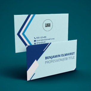 Black, Blue and white line Professional Modern Business Card