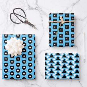 Black, Blue and White Wrapping Paper Sheets