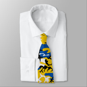 Black Blue and Yellow Camo Tie
