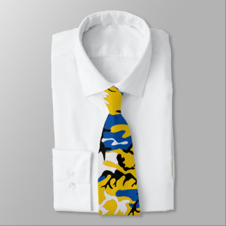 Black Blue and Yellow Camo Tie