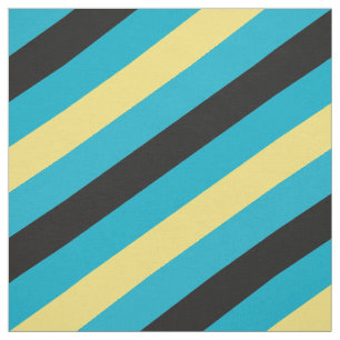 Black, blue and yellow striped pattern fabric
