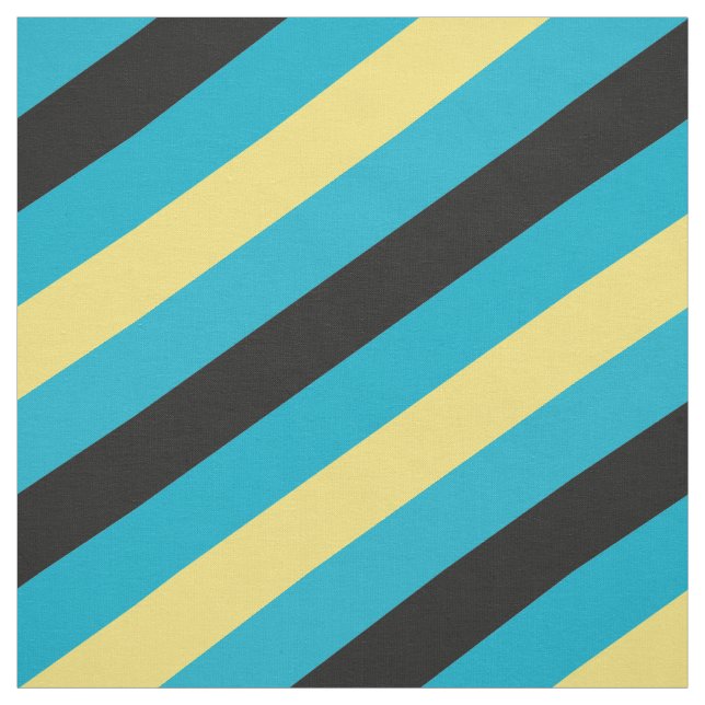 Black, blue and yellow striped pattern fabric (Swatch)