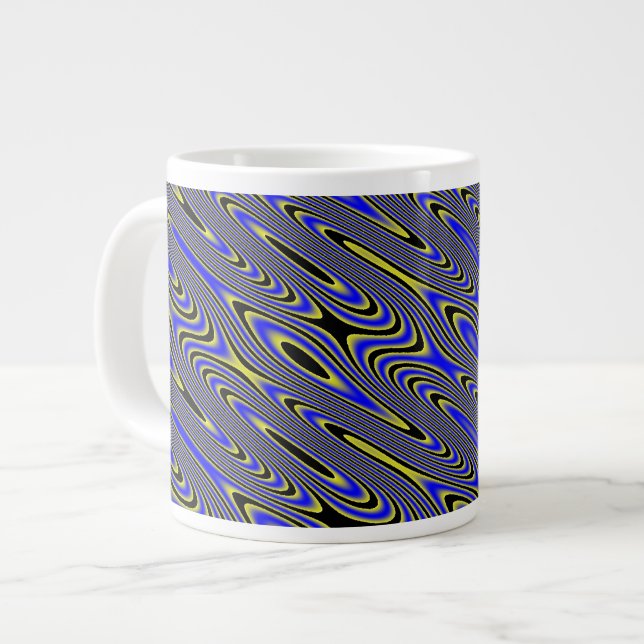 Black Blue and Yellow Swirls Mug (Front Left)