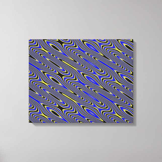 Black Blue and Yellow Swirly Canvas Print (Front)