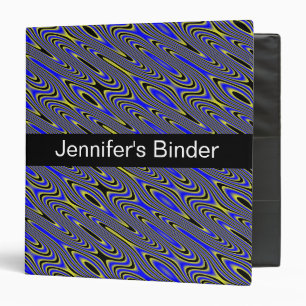 Black blue and Yellow Swirly Pattern Custom Binder